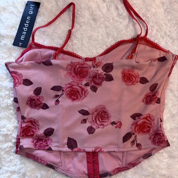 Steve Madden Corset Top Pink Floral Size Large - Picture 4 of 4